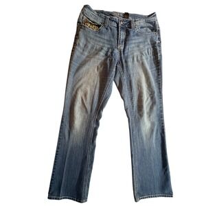 Love Indigo Premium Bootcut Jeans Womens 10 Blue Lace Sequin Stretch Denim Pants